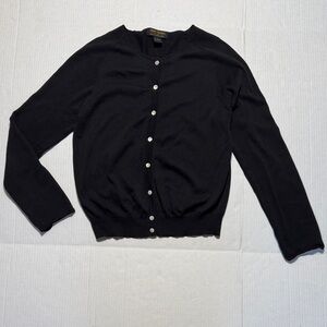 BROOKS BROTHERS Vintage‎ Black Round Neck Made in Hong Kong Button-Up Cardigan M